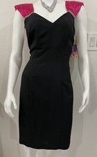 NWT Positively Ellyn Vintage 90's Black And Pink V-neck Back Bow Dress Size 10