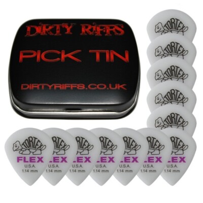 12 x Dunlop Tortex Flex Jazz XL 1,14 mm Gitarren-Plektren Gitarrenplektren in einer Plektrum-Dose