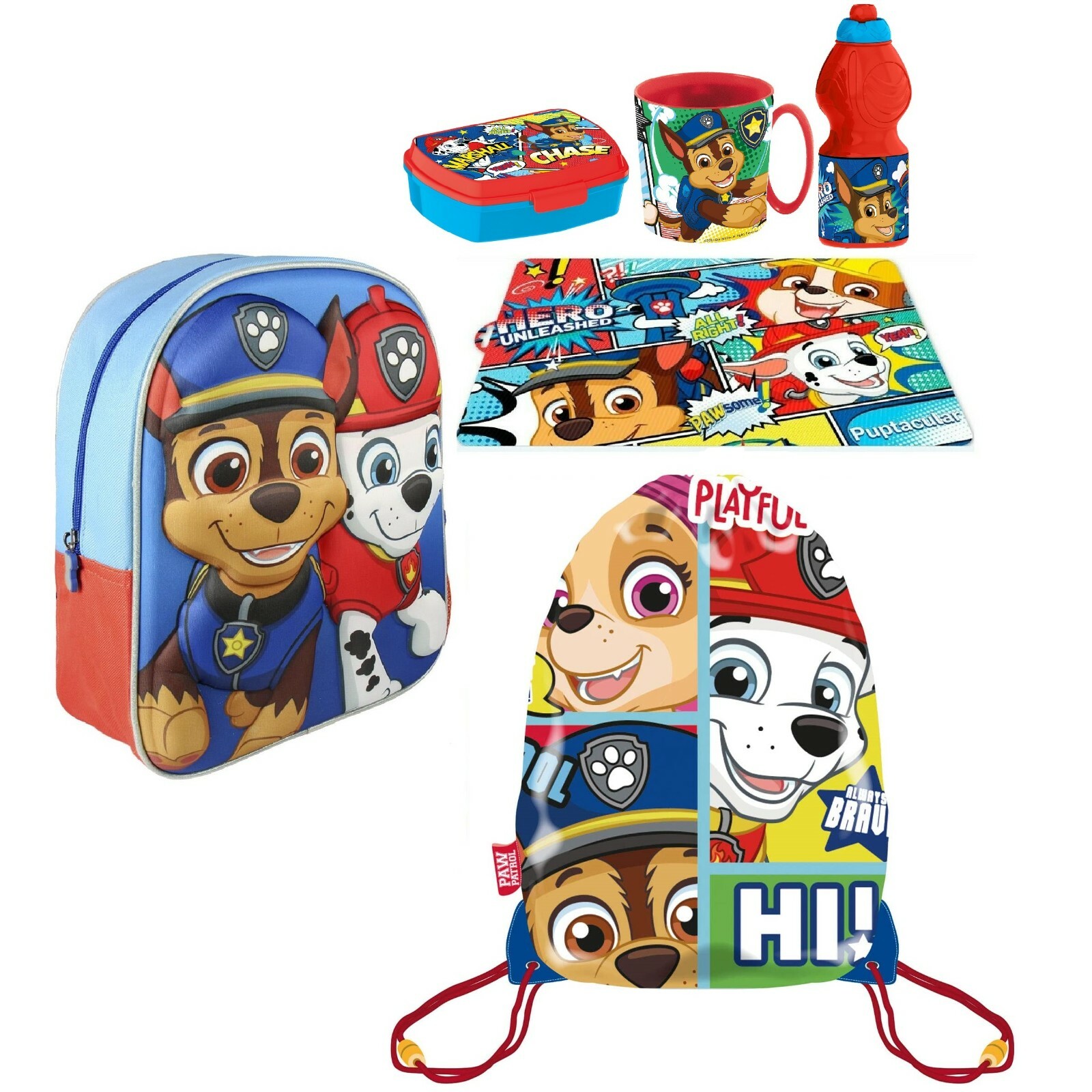 PONY Paw Patrol La Squadra dei Cuccioli Zainetto Zaino in 3D set Scuola asilo 6pezzi