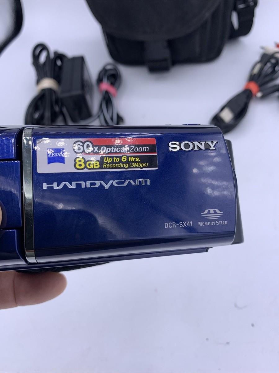 Sony DCR-SX41 Handycam Camcorder 8GB Blue Bundle - Tested Working