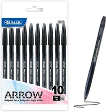 BAZIC Arrow Ballpoint Pens, 1.0 mm Medium Point Black Color Stick Pen