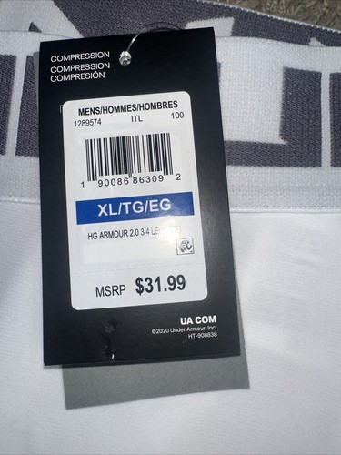 NEW Men's Under Armour HeatGear Compression White 3/4 Leggings XLarge MSRP $32 - Picture 15 of 15