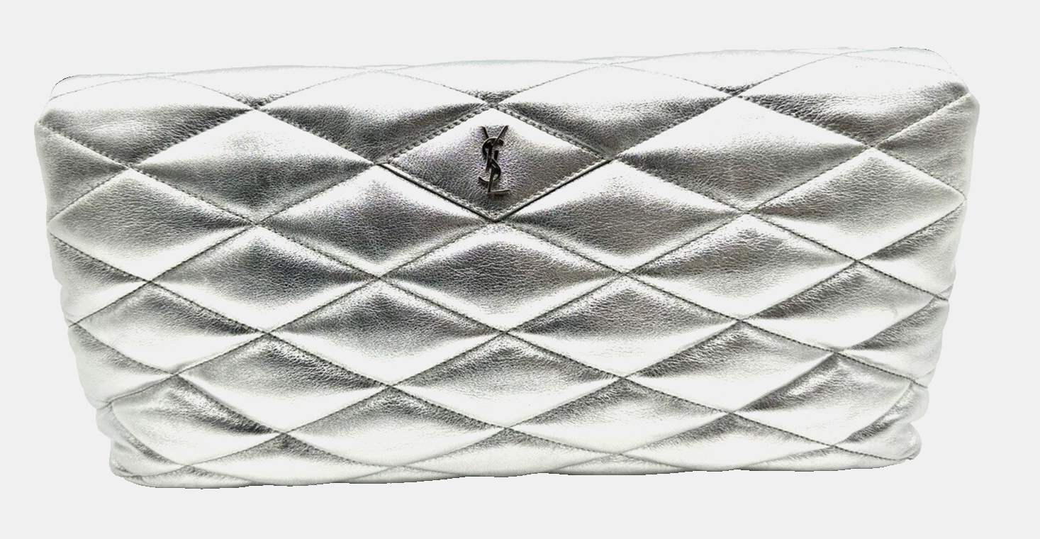 Frizione busta tampone Saint Laurent Sade argento trapuntato PMR655004