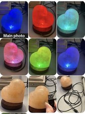 GEODE SALT CRYSTAL LAMP HEART LIGHT W/USB CORD NEW CHANGING COLORS LIGHT LAMP