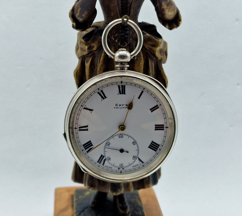 ANTIQUE SOLID SILVER KEY'S TRIUMPH POCKET WATCH 5… - image 2