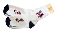 New Unisex USA Patriotic Flag Stars Hearts Polyester Blend Ankle Socks Medium