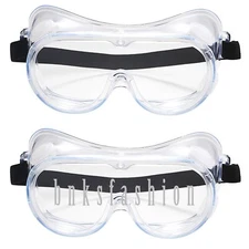 2 Pairs Safety Goggles Anti-fog Over Glasses Lab Work Eye Protective Eyewear