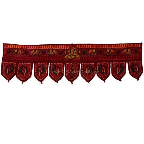 36" Cotton Handmade Door Hanging Toran Vintage Embroidered Patchwork Topper - Picture 50 of 54