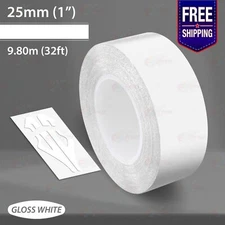 GLOSS WHITE 1" PIN STRIPE Car Model Motorcycle Decal TAPE Vinyl Sticker 25mm