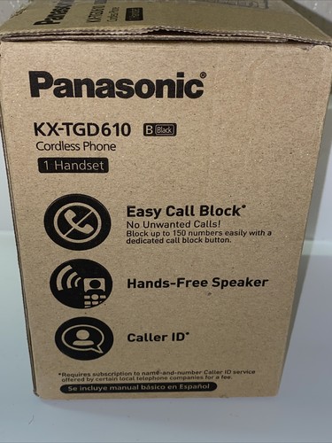 Panasonic KX-TGD610B telefono cordless nero telefono cellulare ID chiamante bilingue NUOVO aperto - Foto 2 di 8