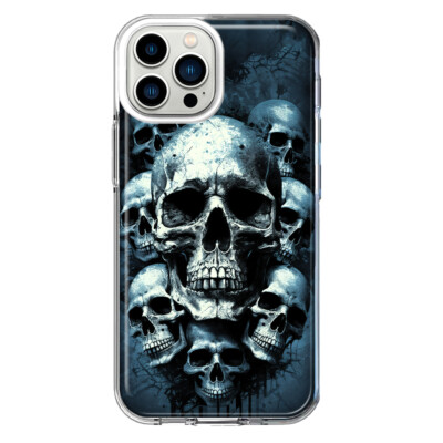 For Apple iPhone 13 Pro Max Shockproof Hybrid Case, Graveyard Death Skulls