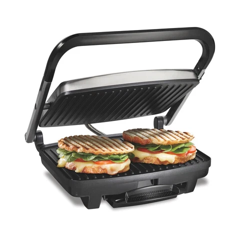 Hamilton Beach Panini Nonstick Indoor Grill Silver: Kitchen Grill & Toaster,