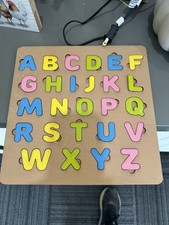 Wooden Alphabet Letters Puzzle 11 inch by 11 inch. tan 