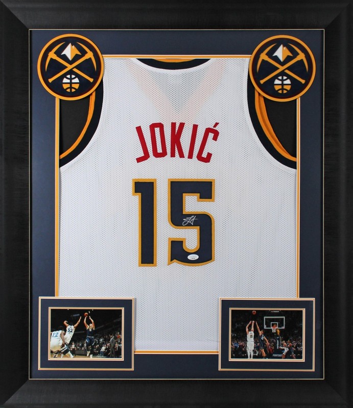 Nikola Jokic Authentic Signed Navy Blue Pro Style Framed Jersey Autographed JSA