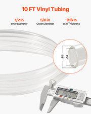Clear Vinyl Tubing 1/2" ID x 5/8" OD - 10FT Flexible PVC Plastic Hose for Multip