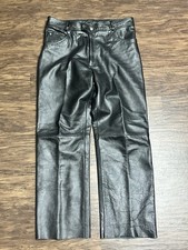 Vintage 90s Leather Pants 34x31 Straight Leg Motorcycle Pants Genuine Leather