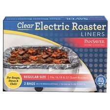 PanSaver Electric Roaster Liners, Clear, 34" x 18", 2 Count - Fits 16/18/22 Qt