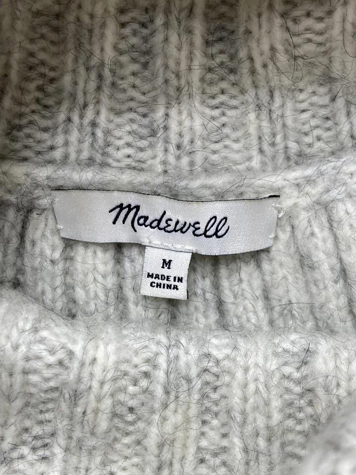 Suéter Madewell Mujer Gris Medio Cuello Alto Pullover Lana Mohair Mezcla Cálido Foto 4 de 4