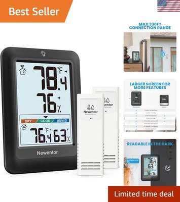 Large Display Wireless Weather Station - Indoor Outdoor Thermometer with Trends