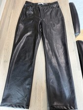 Abercrombie & Fitch Black Vegan Leather Trousers 90s Straight