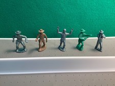 5 VINTAGE 45MM MARX COWBOYS RARE 