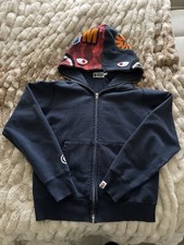 A Bathing Ape Shark Full Zip Hoodie World Gone Mad Camouflage Navy Size M
