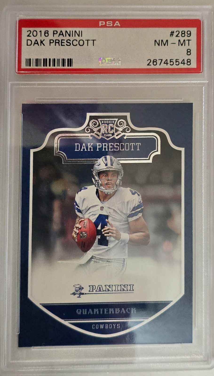 2016 Panini #289 Dak Prescott PSA 8 NM Mint RC ROY Cowboys 