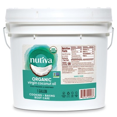 Nutiva Organic Cold-Pressed Virgin Coconut Oil, 1 Gallon, USDA Organic, Non-GMO