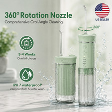 TRAVEL WATER FLOSSER   MINI PORTABLE ORAL IRRIGATOR W/ TELESCOPIC TANK 4 NOZZLE