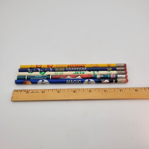 Lotto matite vintage anni 80 90 logo calcio NFL squadre assortite 5 matite mai usate - Foto 2 di 11