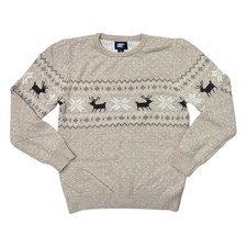Lands' End Boys 100 Cotton Novelty Holiday Crew Neck Sweater