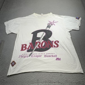 Vintage Birmingham Black Barons Shirt Mens XL White Negro League Baseball 90s