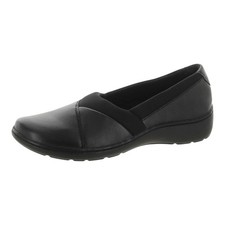 Clarks Women US 7 M Black Leather Slip On Comfort Loafer Shoes 261741864045