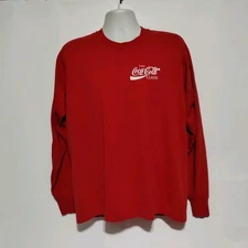 Coca-Cola Classic Red  XL Long Sleeve Cotton Blend Vintage Made in USA T Shirt -