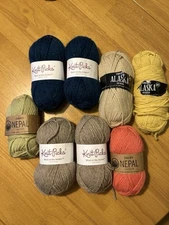 Knit Picks Wool Of The Andes/Nepal/ Alaska Wool Yarn Mixed Lot 7 Skeins