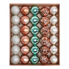 30ct Christmas Ornaments Tree Decorations Set-2.36 Inch Green Copper Gold Sha...
