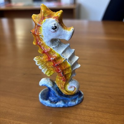 Hand Painted Cast Iron Seahorse VTG Reproduction Cast Iron F-140 Wright/Wilton