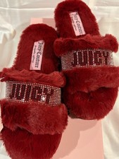 Juicy Couture HALO Faux-Fur Slip-on Slipper Sandals - BURGUNDY 7M