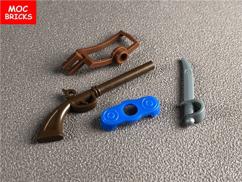 5X Pirate Soldier Weapon Set Gun Flintlock Musket Rifle Sword Epaulette ...