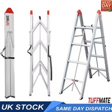 Image of Folding Step Ladder Folds In Half 1.4m 4 Treads Aluminium TUFFMATE