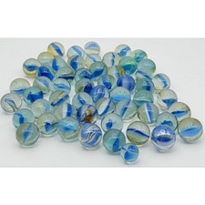 MAD 68 Blue Swirl Glass Marbles Lot UV Reactive Green Pink Blue Glow Mixed Sizes