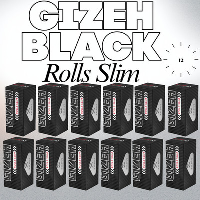 GIZEH BLACK  Rolls Slim 12 Stück  Hauchdünnes Papier 5 Meter  