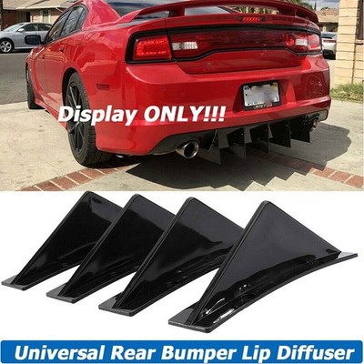 4 Stück Universal Heck Stoßstange Diffusor Haifischflosse Spoiler Lippe Splitter glänzend schwarz