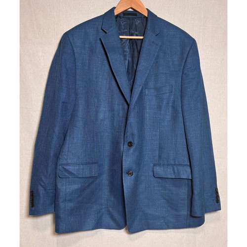 Lauren Ralph Lauren, Lauren Ralph Lauren Mens Blue Linen Blend 2-Button Blazer Black Label Sz 50 Long