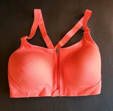 All In Motion Womens Wireless Orange Front Zip Sport Bra 36D Racerback