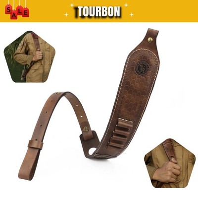 TOURBON Gewehrriemen Shooting Rifle Munitionshalter Fingerauflage Gurt Leder