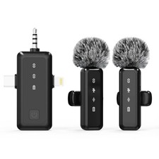 3 in 1 Wireless Microphone for iPhone, Mini Lapel Mic for ipad, Android, Devi...