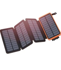 Portable Charger 25000mAh, Outdoor USB C Portable Power Bank with 4 Solar Panels