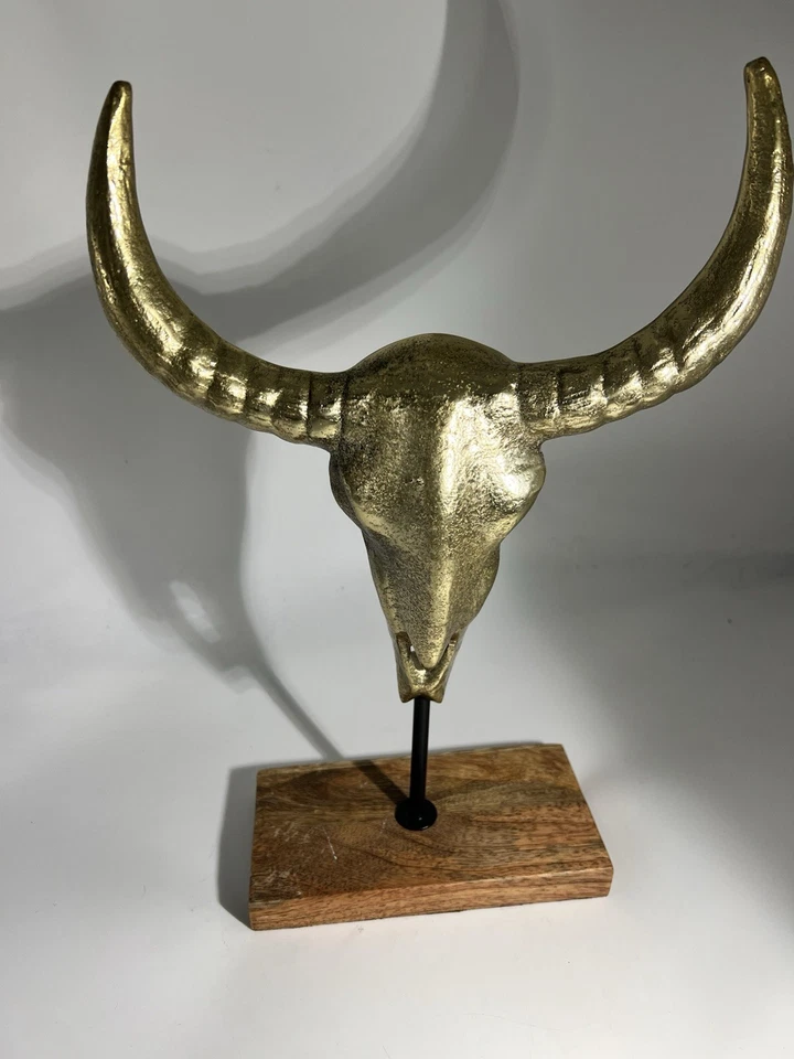 公牛金属金牛头骨雕塑家居装饰哥特式西部 — 第 3/4 张图片