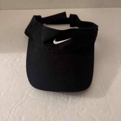 Nike Men Visor ONE SIZE Black Curved Logo Embroidered Swoosh JUST DO